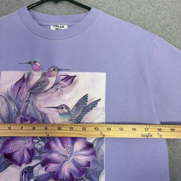 Polar Graphics Hummer Time Hummingbird Floral T-Shirt Purple Men’s M USA Art - Picture 4 of 7
